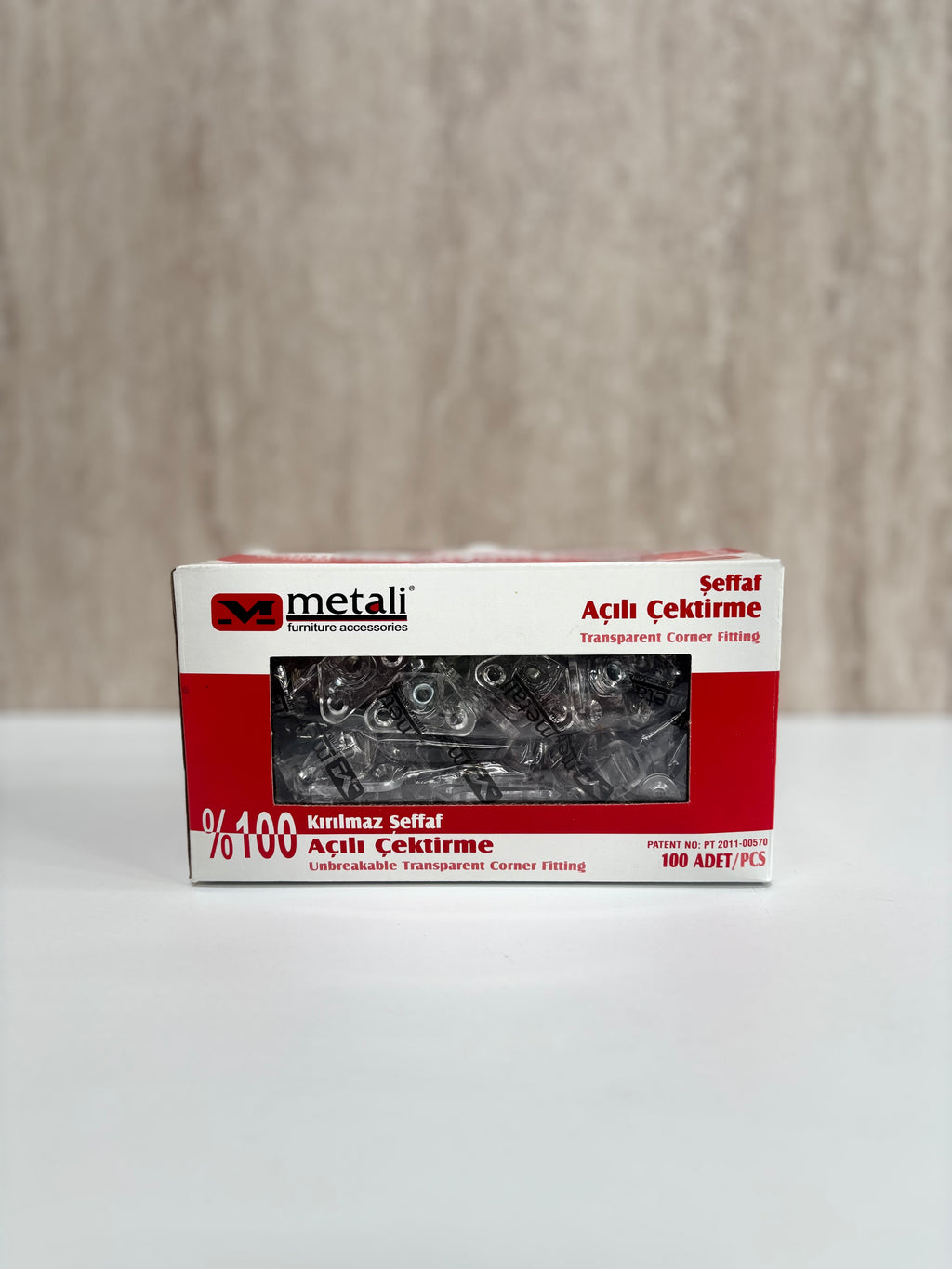 Metali Açılı Çektirme Şeffaf (1 Paket 100 Adet)