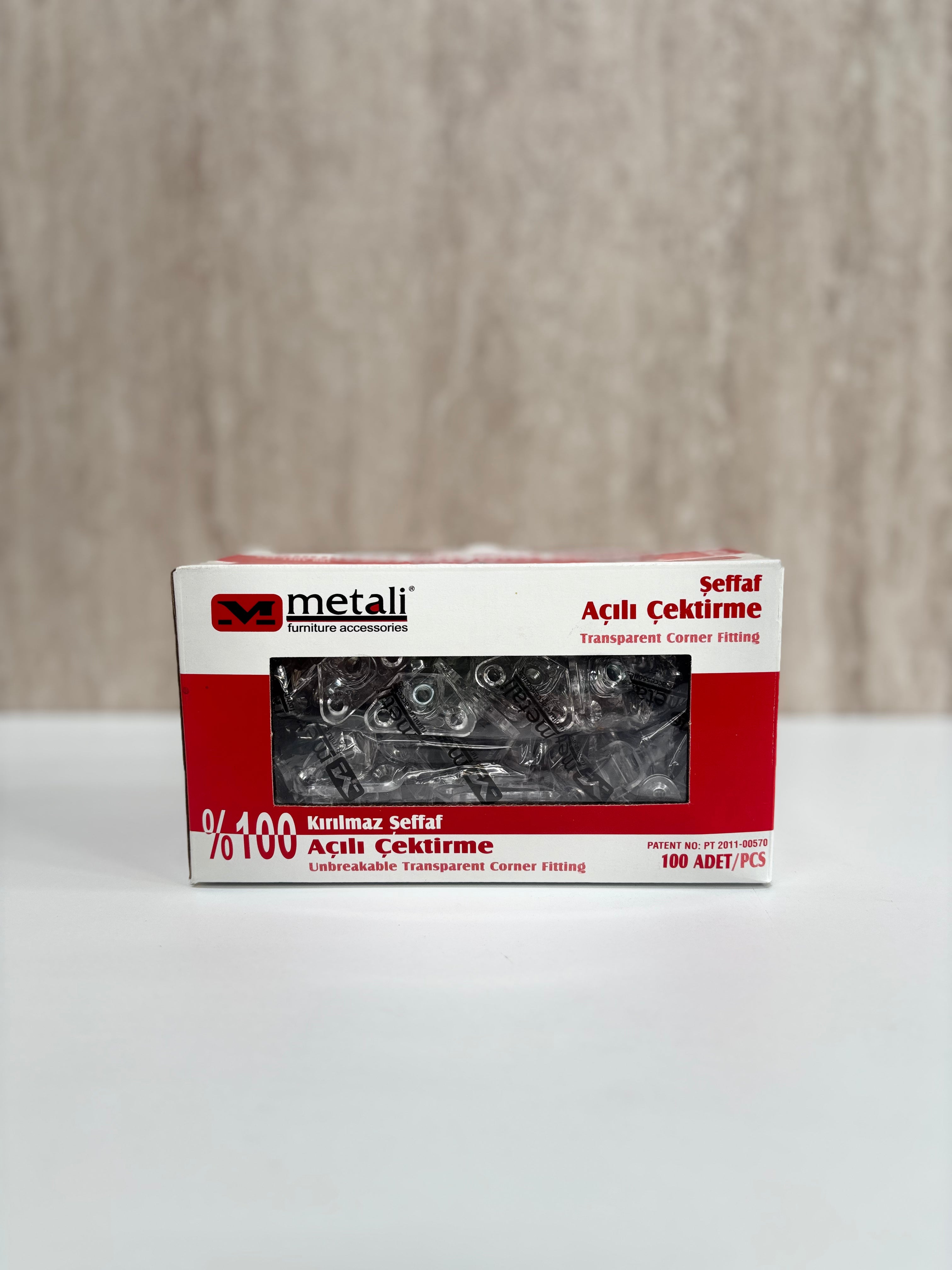 Metali Açılı Çektirme Şeffaf (1 Paket 100 Adet)