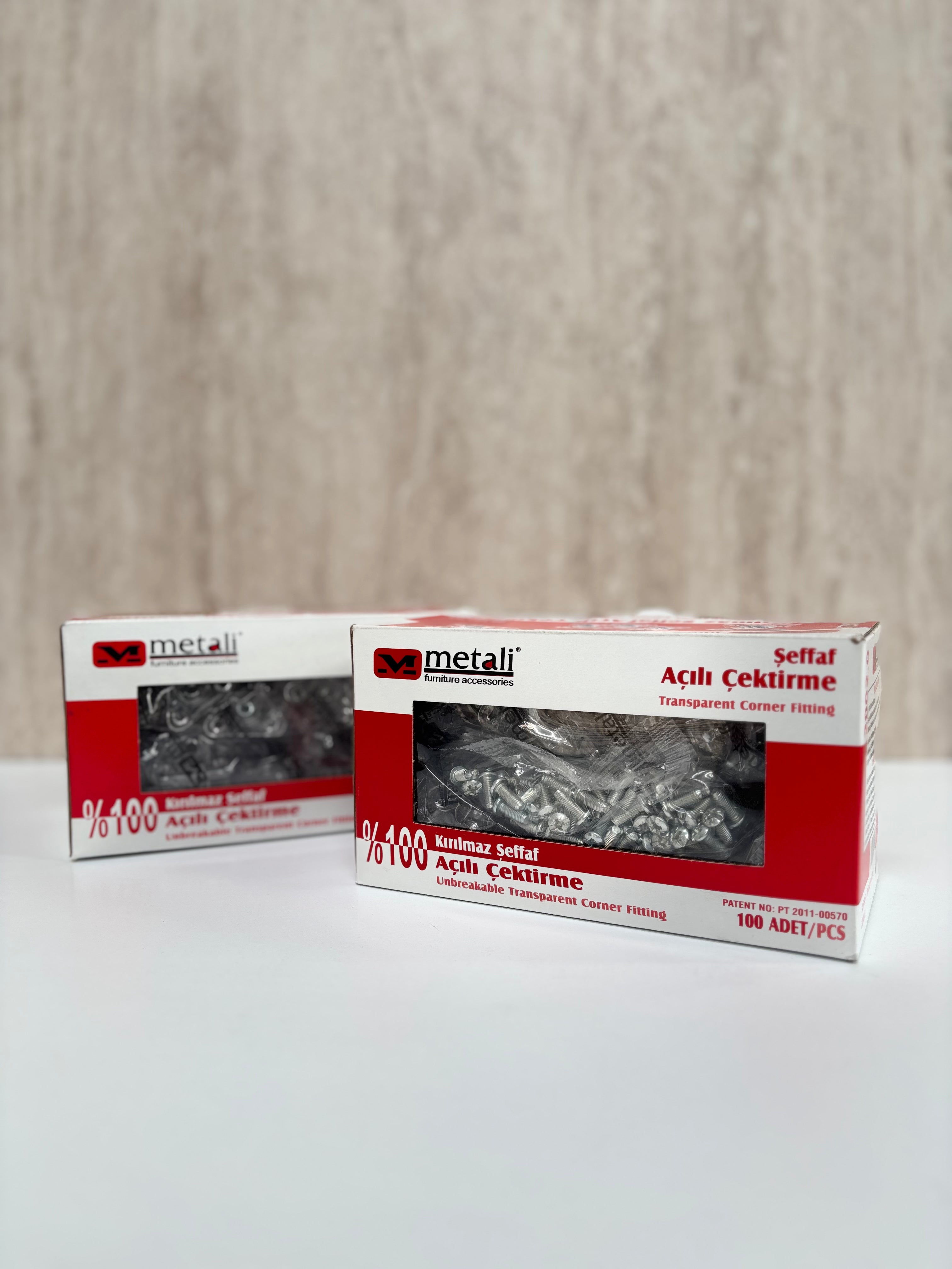 Metali Açılı Çektirme Şeffaf (1 Paket 100 Adet)