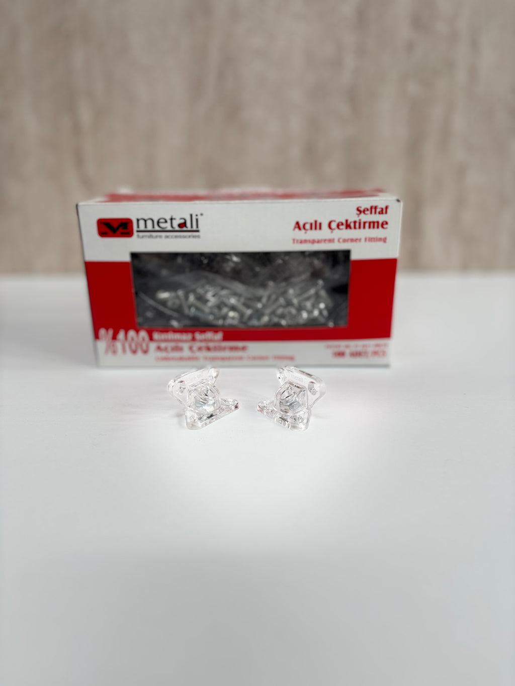 Metali Açılı Çektirme Şeffaf (1 Paket 100 Adet)