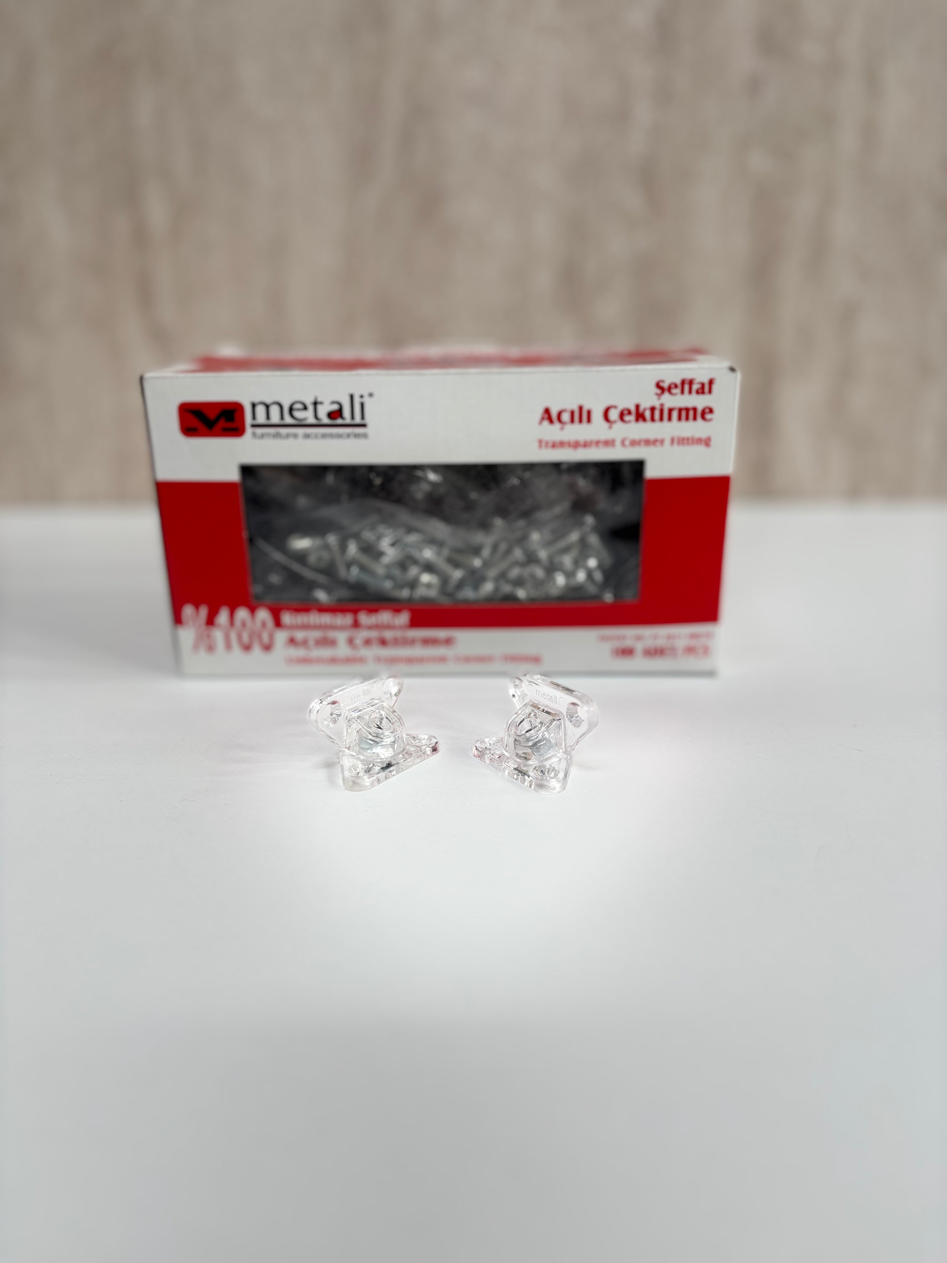 Metali Açılı Çektirme Şeffaf (1 Paket 100 Adet)